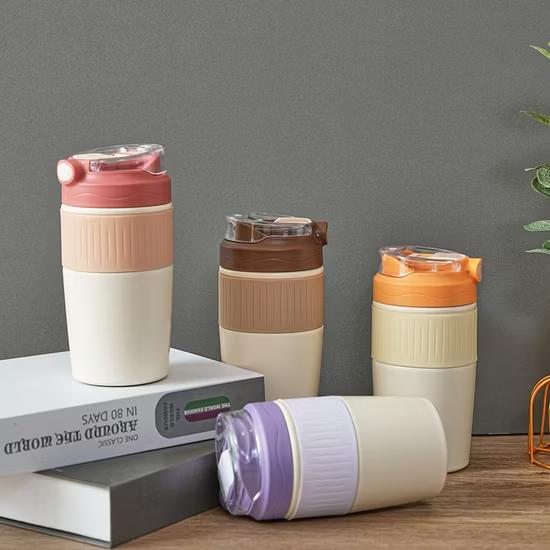 STAINLESS STEEL INSULATED FLASK WITH RUBBER GRIP-450ML