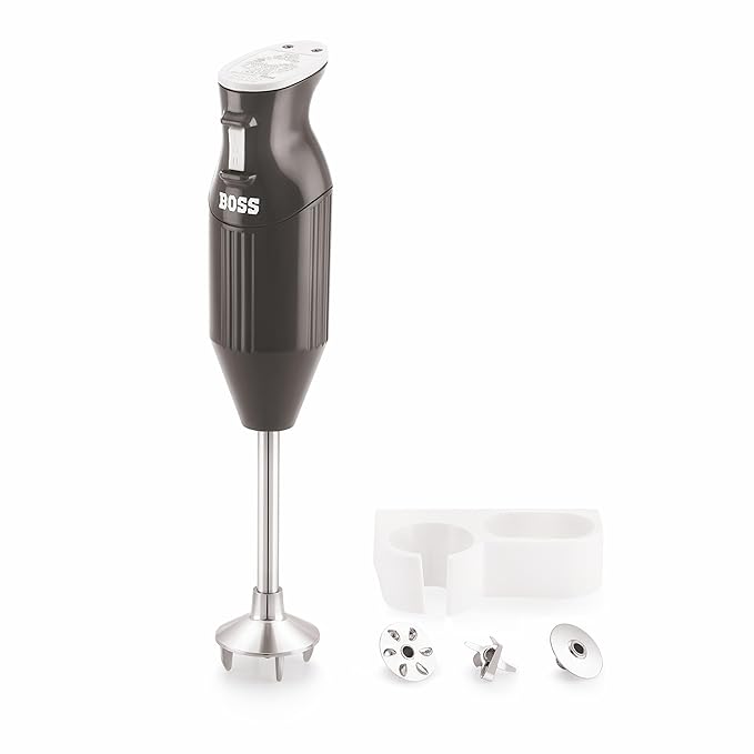 BOSS Stainless Steel B132 Portable Hand Blender 225W - Watt | Variable Speed Control | 3 Years Warranty | Easy To Clean And Store | Isi-Marked