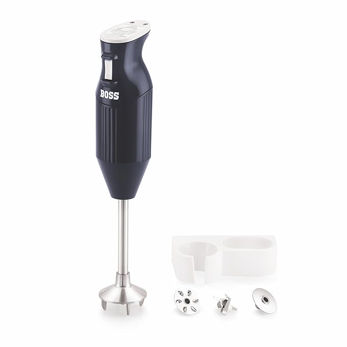 BOSS Stainless Steel B132 Portable Hand Blender 225W - Watt | Variable Speed Control | 3 Years Warranty | Easy To Clean And Store | Isi-Marked