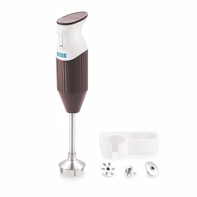 BOSS Stainless Steel B132 Portable Hand Blender 225W - Watt | Variable Speed Control | 3 Years Warranty | Easy To Clean And Store | Isi-Marked
