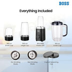 BOSS Nutri Neo 800W Juicer/Mixer/Grinder/Smoothie Maker, 3 Unbreakable Jars, 2 Blade Set - Wet & Dry, Silver, 2 Year Warranty