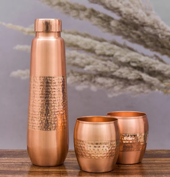 PURE COPPER BOTTLE 950 ML WITH 2 COPPER GLASS