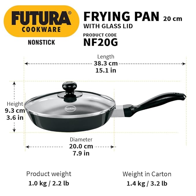Hawkins Futura Frying Pan, Non Stick Fry Pan, Induction Frying Pan, Black