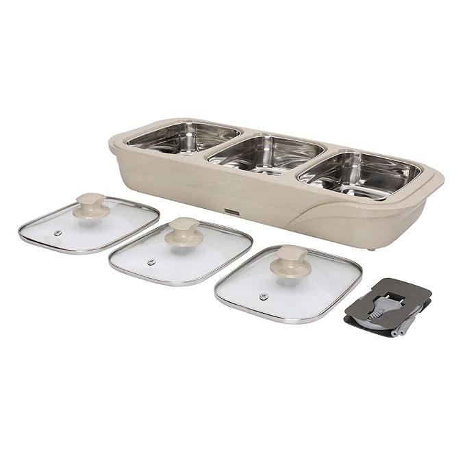 Jaypee Plus E-3 Bowl Electrical Serving Casserole Chafing Dish,1000ml Each