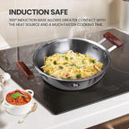 Milton Pro Cook Triply Hexa Tech Induction and Gas Friendly Stainless Steel Kadai with Glass Lid I Non Stick Cookware I 3 Year Warranty, Silver