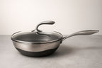 NON STICK STAINLESS STEEL WOK PAN WITH SELF BALANCING LID AND HONEYCOMB SURFACEGUARD TECHNOLOGY