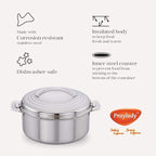 Praylady Stainless Steel Insulated Regular Hot Pot, Casserole 1500 ML