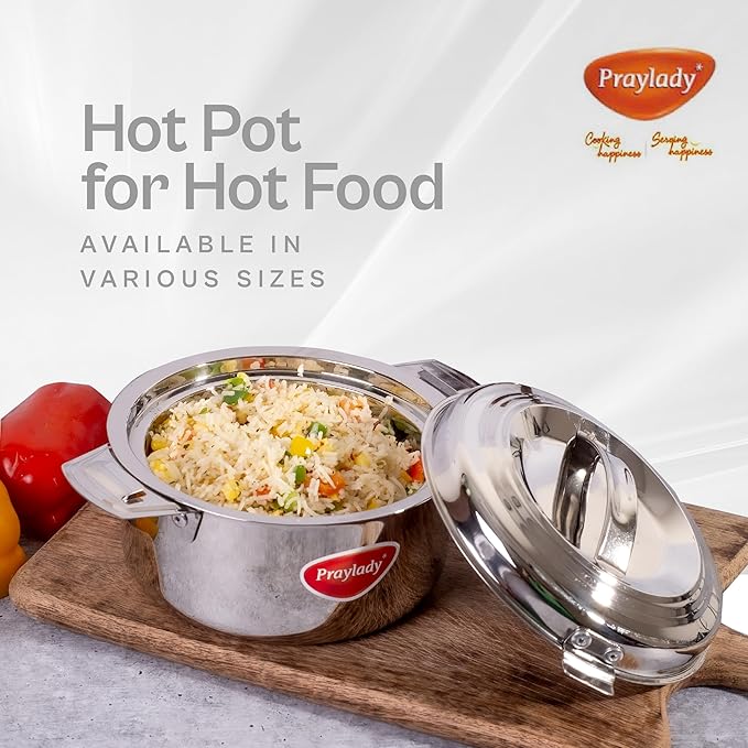 Praylady Stainless Steel Insulated Regular Hot Pot, Casserole 1500 ML