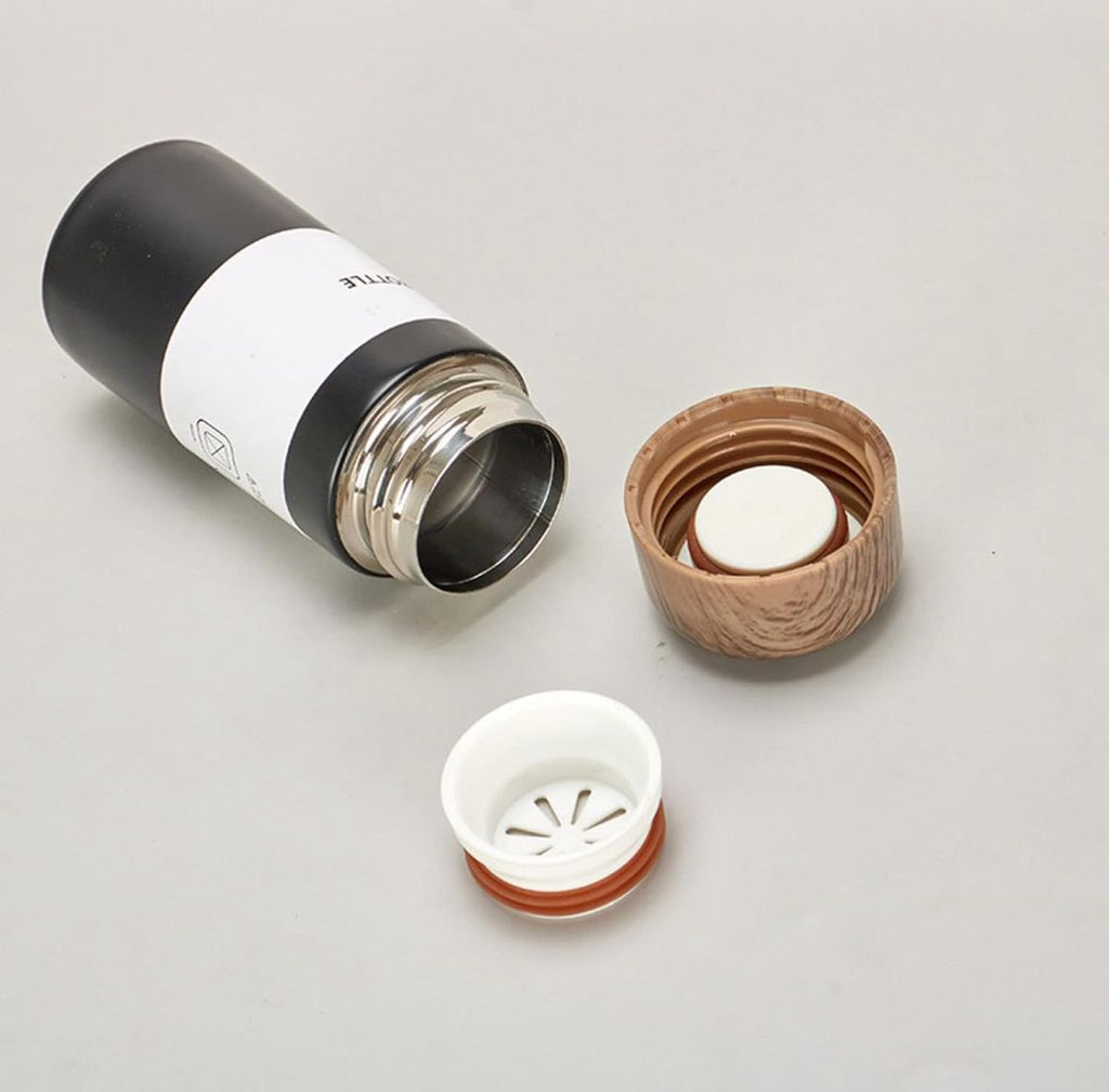 Prisma Collections 150ml and 250ml 304 Stainless Steel Cup Wood Grain Portable Pocket Vacuum Bottles Mini Coffee Mug with Tea Leak for Home Travel Outdoor