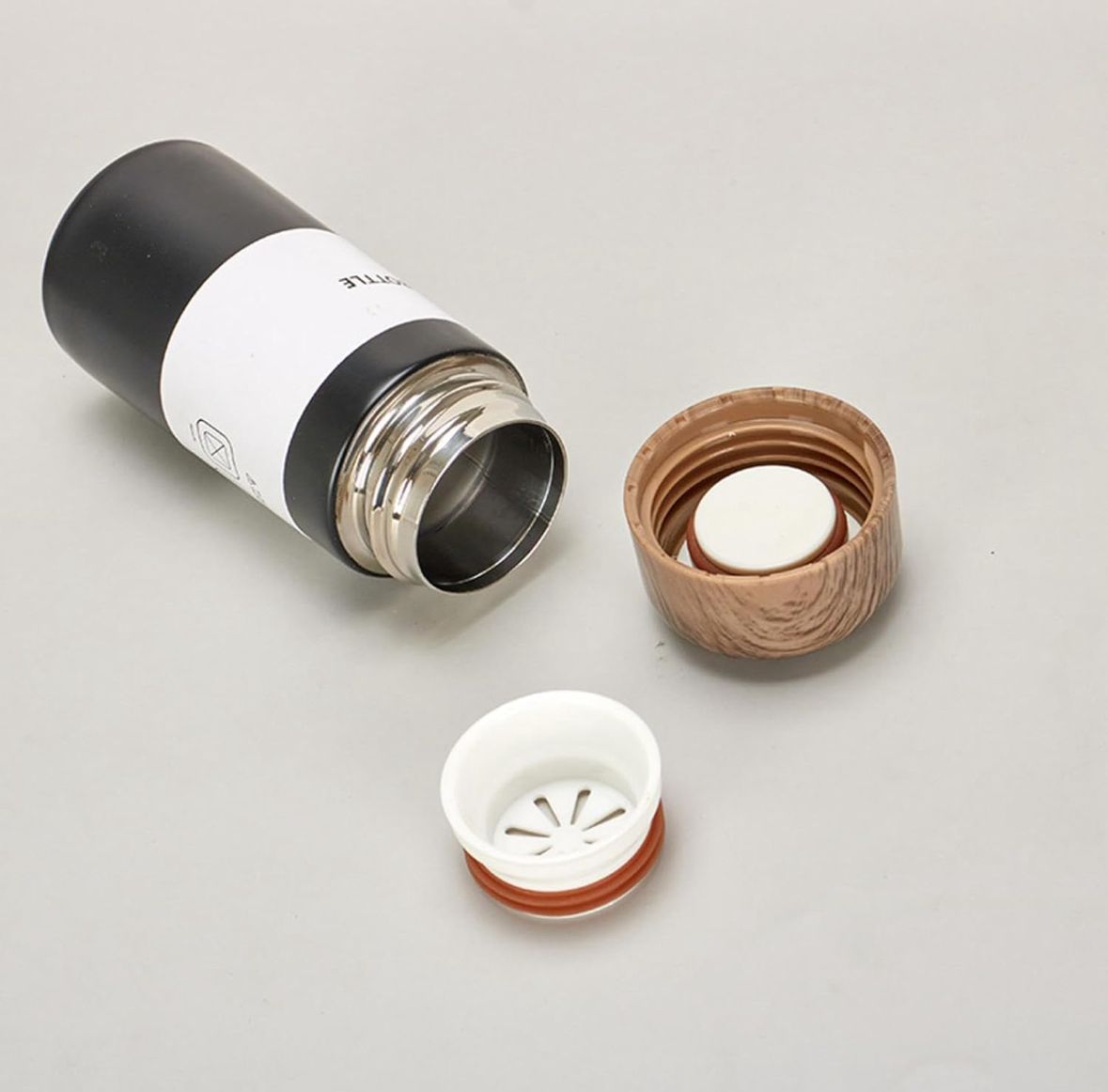 Prisma Collections 150ml and 250ml 304 Stainless Steel Cup Wood Grain Portable Pocket Vacuum Bottles Mini Coffee Mug with Tea Leak for Home Travel Outdoor