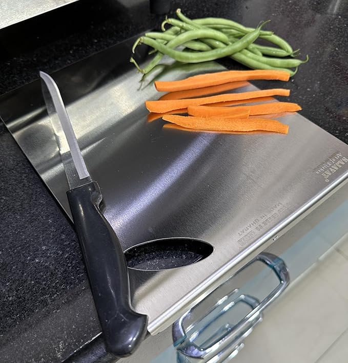 Sajavat Regular Countertop 304 Stainless Steel Chopping Board with Lip for Kitchen | Rust Proof, Smooth Edges | Vegetables, Meat, Fish, Fruits & Kneading Cutting Board