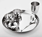 36 Piece Stainless Steel Dinner Set , 18 Guage Steel , Mirror Polish - 12 Bowls,6 halwa Plate, 6 Glass, 6 Spoon, 6 Plate (13 inch Round Set of 6 Dinner Sets)