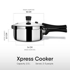 Stahl Xpress Cooker Triply Pressure Cooker Broad, Induction Cooker, Outer Lid Pressure Cooker, Induction & Gas Stove Compatible, 5 Years Warranty,Stainless steel,Silver