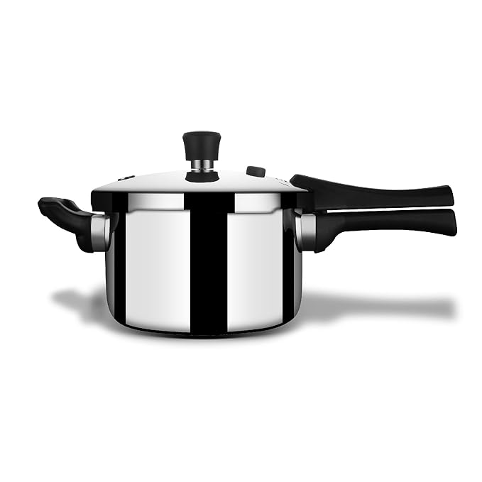 Stahl Xpress Cooker Triply Pressure Cooker Broad, Induction Cooker, Outer Lid Pressure Cooker, Induction & Gas Stove Compatible, 5 Years Warranty,Stainless steel,Silver