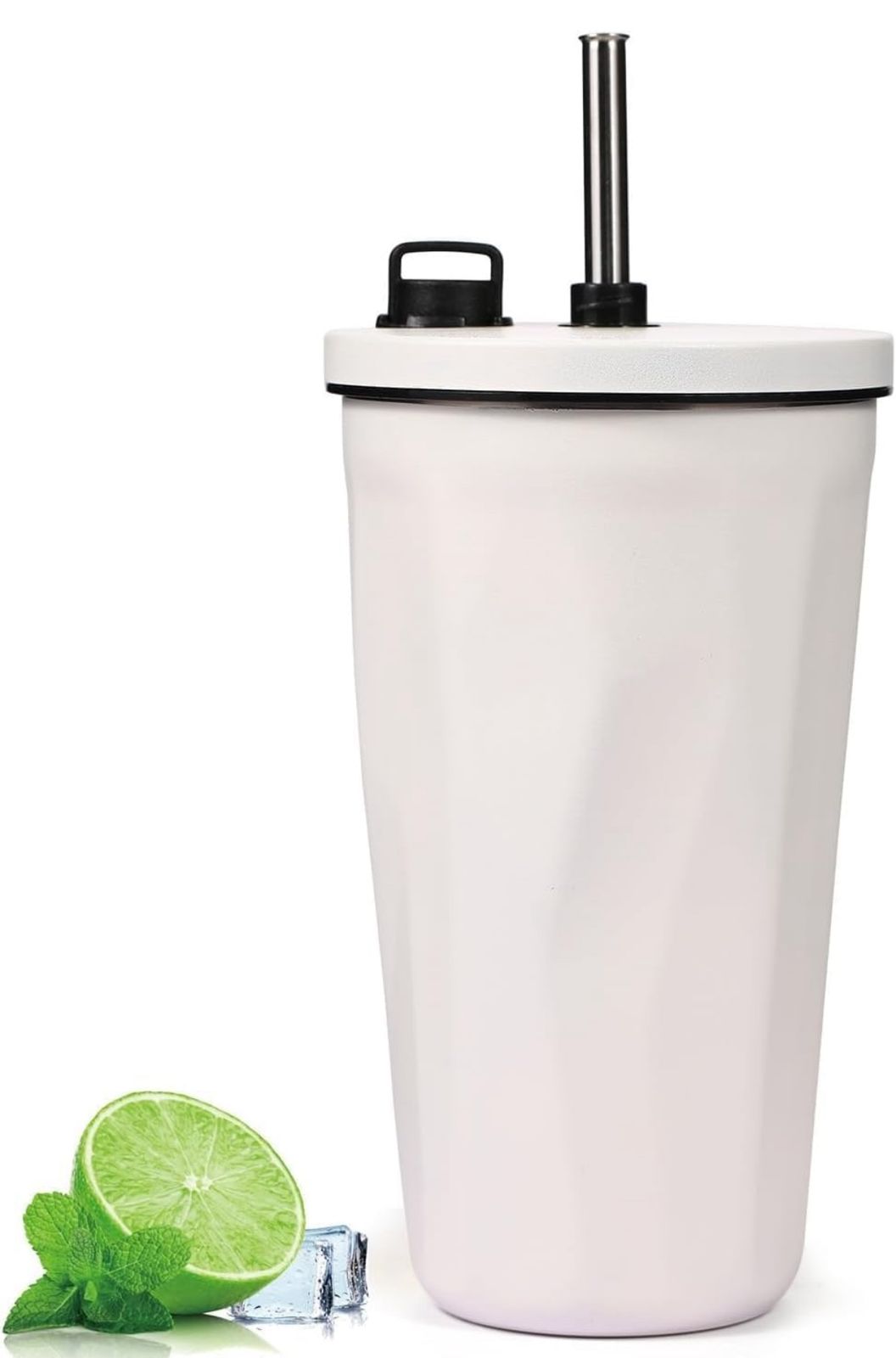 STAINLESS STEEL TUMBLER WITH STRAW 600 ML