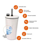 STAINLESS STEEL TUMBLER WITH STRAW 600 ML