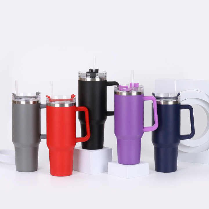 STAINLESS STEEL TUMBLER WITH STRAW & HANDLE