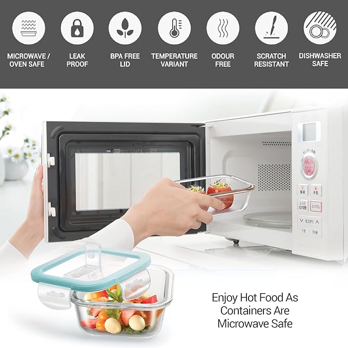 Treo by Milton All Fresh Omni Glass Tiffin with Lunch Bag Set of 4