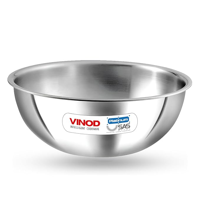 Vinod Platinum Triply Stainless Steel Tasla ,Toxin-Free,Multi-Purpose (Induction and Gas Stove Friendly) Silver