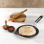 Vinod Black Pearl Hard Anodised Tawa | 5.25mm Thickness | Metal Spoon Friendly | Riveted Sturdy Handle | Long Lasting Roti, Paratha Tawa | 2 Year Warranty | Toxin Free