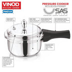 Vinod Platinum Triply Stainless Steel Outer Lid Pressure Cooker- ISI Certified, Silver, Induction Friendly, Pressure Cooker for Home Cooking