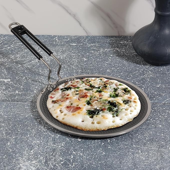 Vinod SAS Pro Platinum Triply Stainless Steel Roti Tawa - 25 cm | 4.0 mm Thick Body | Hexa Design | Induction Friendly | Riveted Handle | Metal Spoon Friendly | 5-Year Warranty